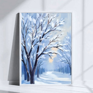 Sneeuwgekoesterd Bos   Winter Watercolor Schilderi Poster