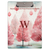 Sneeuwgekust Roze Winter Bos Serenity Monogram Klembord (Voorkant)