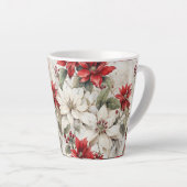 Sneeuwgekuste Elegance Wit en Rood Poinsettia Latte Mok (Rechterhoek)
