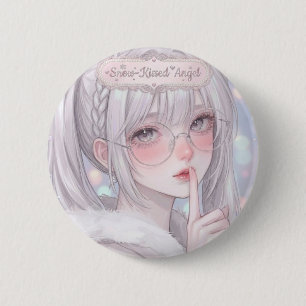 Sneeuwgekuste Engel Zachte Esthetische Anime Meisj Ronde Button 5,7 Cm