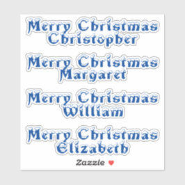 Sneeuwgemapelde blauwe typografie Vrolijk kersttek Sticker