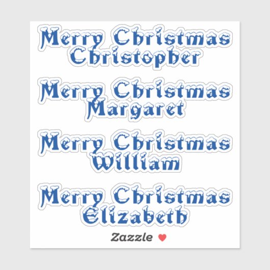 Sneeuwgemapelde blauwe typografie Vrolijk kersttek Sticker (Vel)