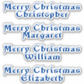 Sneeuwgemapelde blauwe typografie Vrolijk kersttek Sticker (Voorkant)