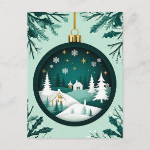 🎄 Sneeuwgroene kerstbal gloed ❄️ Festive Kerstmis Briefkaart