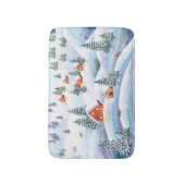 Sneeuwheuvels, huizen: waterverf landschap badmat (Voorkant Verticaal)