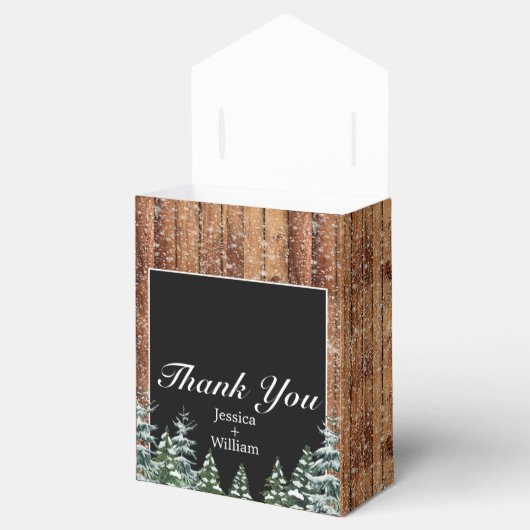 Sneeuwhout & Bos Zwart Dank u Bruiloft Bedankdoosjes (Geopend)