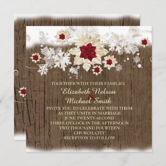 Sneeuwhout Kerstmis Bruiloft uitnodigen Kaart (Voorkant / Achterkant)