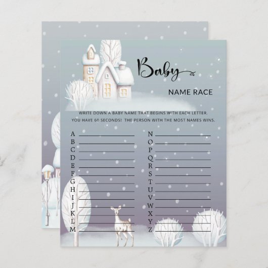 Sneeuwhuis Baby naam Race Game (Voorkant / Achterkant)