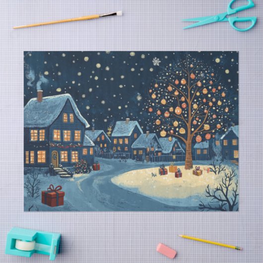 Sneeuwhuizen met feestelijke verlichting tissuepapier (Craft)