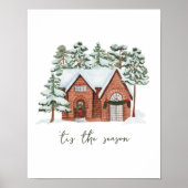 Sneeuwig huisje winters landschap kerstposter op m poster (Voorkant)