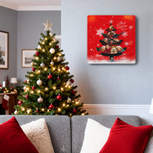 Sneeuwig Kerstmis Familie Foto Boom