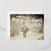 Sneeuwig Kerstpaard met krans Folie Feestdagen Briefkaart (Voorkant / Achterkant)