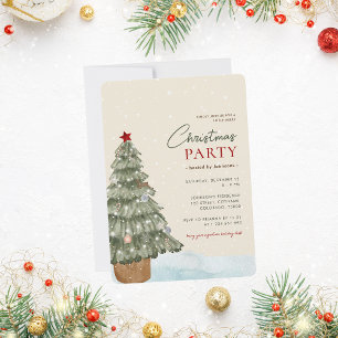 Sneeuwige Boho Kerstboom Moderne Kerstfeest Kaart