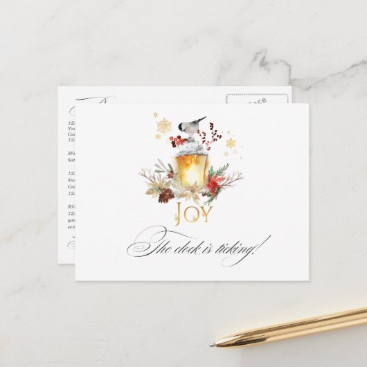 Sneeuwige dennen- en sparrenkerst evenement herinn briefkaart (Voorkant / Achterkant in situ)