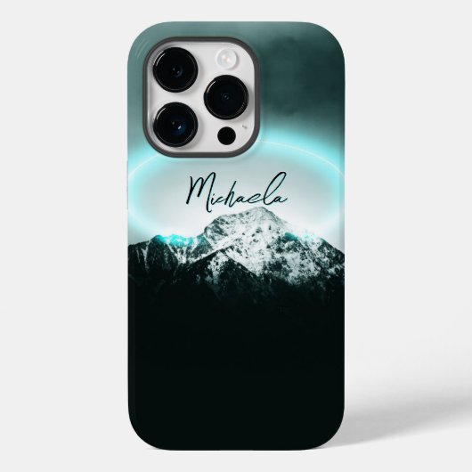 Sneeuwige, mysterieuze blauwe neonlichte monogram Case-Mate iPhone case (Achterkant)