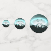 Sneeuwige, mysterieuze blauwe neonlichte monogram  confetti (Voorkanten)