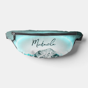 Sneeuwige, mysterieuze blauwe neonlichte monogram heuptasje
