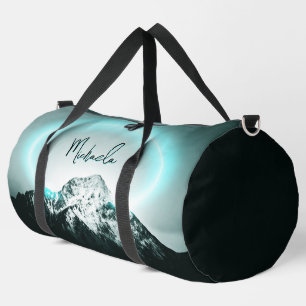 Sneeuwige, mysterieuze blauwe neonlichte monogram plunjezak