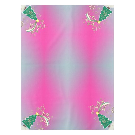 Sneeuwige Paarse kerstboomscène Tafelkleed (Voorkant)