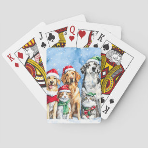 Sneeuwige poten Festieve Kerstmis Cute Kersthuisdi Pokerkaarten