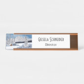 Sneeuwige Winterbergen Naambord Bureau Naambordje (Voorkant)
