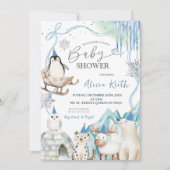 Sneeuwjongen Winter Arctische Dieren Baby Shower Kaart (Voorkant)