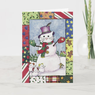 Sneeuwkat en sneeuwmuis, kerstkaart feestdagen kaart