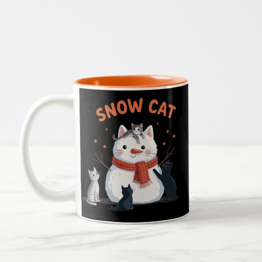 Sneeuwkat Kerstkatten Liefhebber Cadeau Vakantie W Tweekleurige Koffiemok (Links)