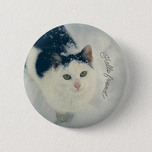 sneeuwkat ronde button 5,7 cm