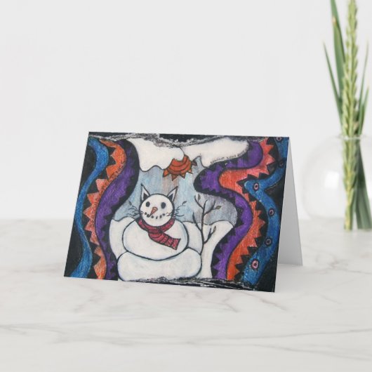 sneeuwkat-wenskaart feestdagen kaart (Voorkant)
