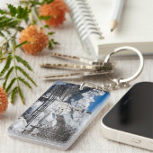 Sneeuwkerk met alpenbergen sleutelhanger (Voorkant Rechts)