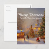 Sneeuwkerstbomen in de dorpscène Quaint Briefkaart (Voorkant / Achterkant)