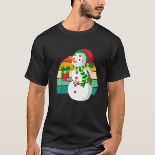 Sneeuwkerstboom met Man-kerstboom Lampjes Xmas Tie T-shirt (Voorkant)