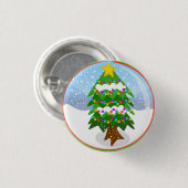 SneeuwkerstboomButton Wereldbol Ronde Button 3,2 Cm (Voorkant /achterkant)