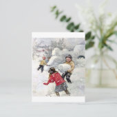 sneeuwkinderen briefkaart (Staand voorkant)