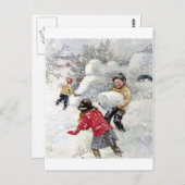 sneeuwkinderen briefkaart (Voorkant / Achterkant)