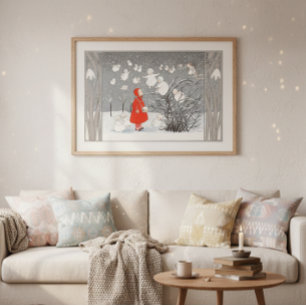 sneeuwkinderen en engelencrèche poster