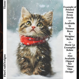 Sneeuwkitten, Rode Kerstsjaal EG2L Decoupage Tissuepapier