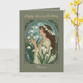 Sneeuwklokje Bloemen Art Nouveau voor Januari Verj Kaart (Gele Bloem)