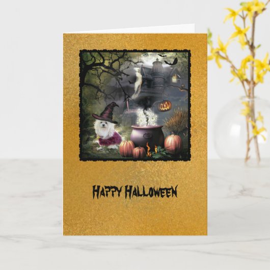 Sneeuwklokje het Maltese Wenskaart van Halloween Kaart (Gele Bloem)