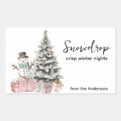 Sneeuwklokje Kerst Kaars Label Sticker (Voorkant)