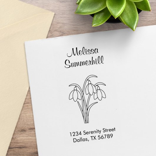 Sneeuwklokjes - Lente Bloemen Adres Rubberstempel