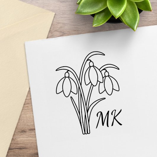 Sneeuwklokjes Lente Bloemen Monogram Beginletters Rubberstempel