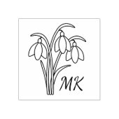 Sneeuwklokjes Lente Bloemen Monogram Beginletters Rubberstempel (Afrduk)