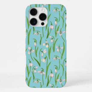 Sneeuwklokjes op zwembadblauw iPhone 16 pro max hoesje