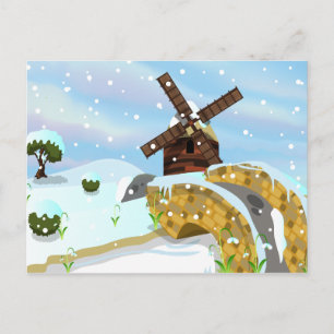 Sneeuwklokjes windmolen briefkaart