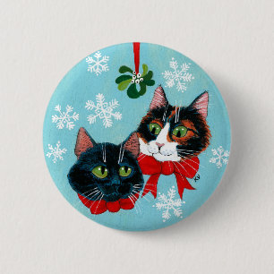 Sneeuwknop voor katten wintermistletoe Kerstmis Ronde Button 5,7 Cm