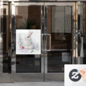 Sneeuwkonijn Kerstmis Venster Cling Raamsticker (Kantoordeur)