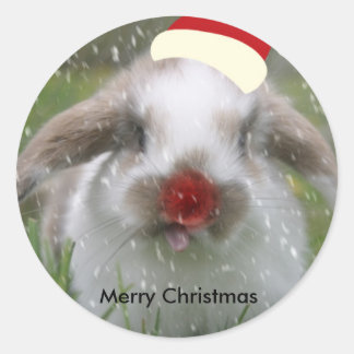 sneeuwkonijn, Vrolijk Kerstfeest Ronde Sticker