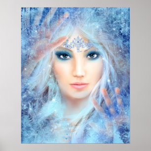 Sneeuwkoningin. De wintermooie vrouw. Portret. Poster